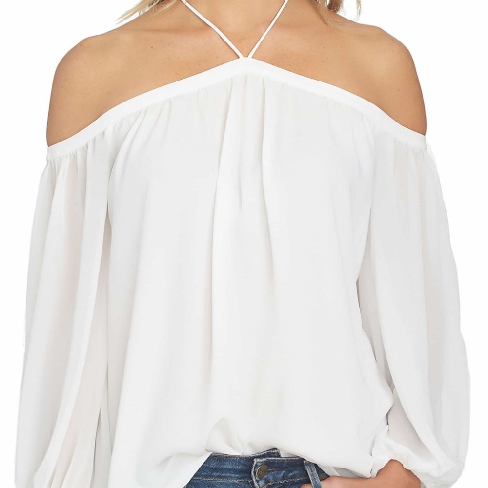 Off White Cold Shoulder Top